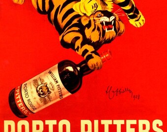 PORTO PITTERS SOGRAPE WINE TIGERS DRINK ALCOHOL CAPPIELLO VINTAGE POSTER REPRO 