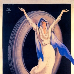 Italia Neumáticos de coche italianos Pneus Superflex Italia Publicidad Cartel vintage Reproducción