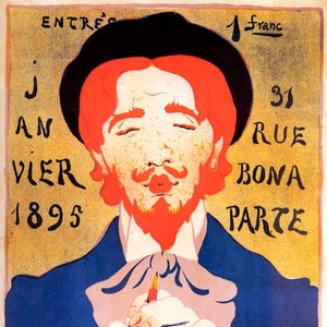 Salon Des Cent 1895 Man Book Rue Bonaparte French Exhibition Paris Poster Repro