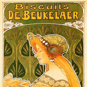 Biscuits De Beukelaer Cookies Art Deco Kids Woman French Vintage Poster Repro