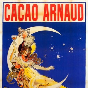 Cacao Arnauld Chocolat Chocolate Girl Moon Drink French Vintage Poster Repro