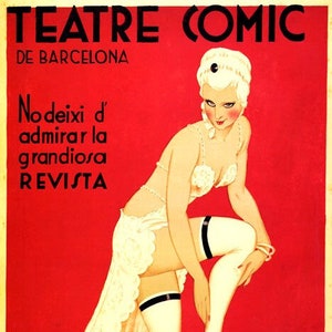 Teatre Comic Barcelona La Camisa De La Pompadour Show Girl Vintage Poster Repro
