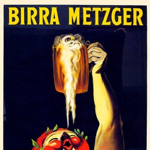 Birra Metzger Torino Beer God Silenus Drinking Mug Italy Vintage Poster Repro