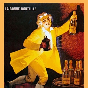 Champagne Masse Pere & Fils Reims French La Bonne Bouteille Vintage Poster Repro