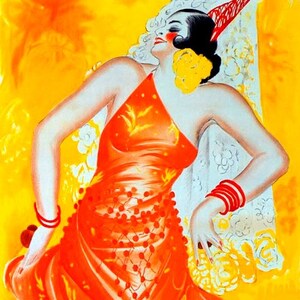 Fashion Girl Flamenco Dance Spain Tourism Cappiello Vintage Poster Repro