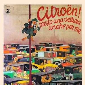Italia Citroen Automobile Pronto Un Coche Incluso Para Mí Publicidad Cartel Vintage Reproducción