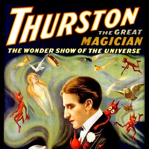 Magic Thurston The Great Magician Spirits Back Skull Demons Vintage Poster Repro