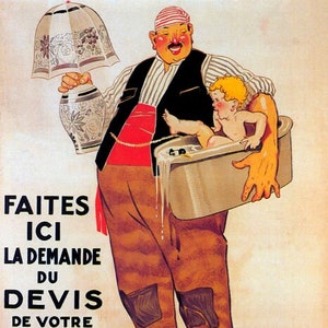 Cotty Moving Co Move Your Precious Possessions Baby Bathtub Vintage Poster Repro