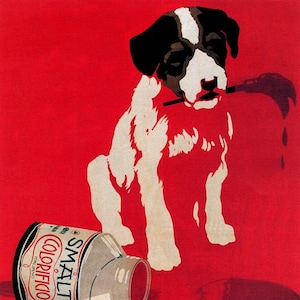 Italy Colorificio Italiano Milano Paints Dog Painter Vintage Poster Repro