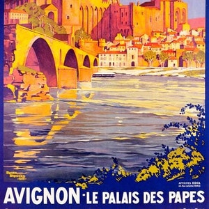 French Avignon Le Palais Des Papes Mediterranean Travel Vintage Poster Repro