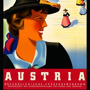 Austria Man Woman In Austrian Traditional Clothing Travel Vintage Poster Repro