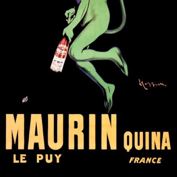 Maurin Quina Le Puy Liqueur Green Devil Drink Cappiello Vintage Poster Repro