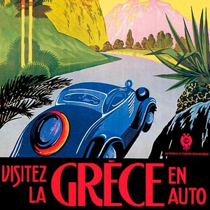 Visitez La Grece En Auto Car Greece Castle Tourism Travel Vintage Poster Repro