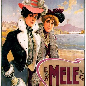Mele Italian Women's Fashion Napoli Massino Mercato Italy Vintage Poster Repro