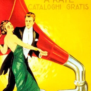 Grafofoni Columbia Gramophone Dance Music Italy Cappiello Vintage Poster Repro