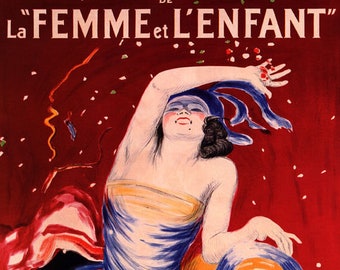 La Femme Et L'enfant Girl Dancing Carnival French Cappiello Vintage Poster Repro