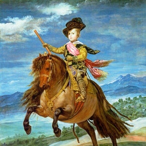 Equestrian Portrait Of Prince Balthasar Charles Boy Horse By Velasquez Repro