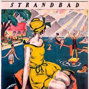 Strandbad Weggis Swim Lake Berlin Germany German  Vintage Poster Repro