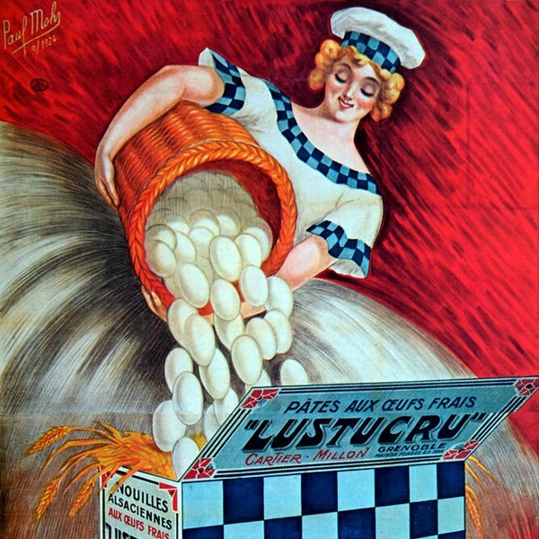 Macaronis Lustucru Fresh Eggs Wheat Pasta Food French Vintage Poster Repro