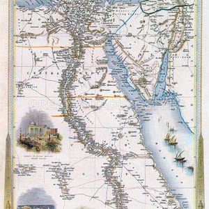 1800's Map Egypt And Arabia  Petrea Cairo Alexandria Poster Reproduction