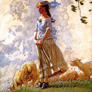 Fresh Air 1878 Countryside Girl Sheep Landscape Painting By Winslow Homer Repro