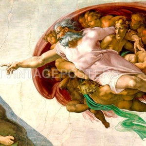 The Creation Of Adam The Sistine Chapel Fresco Painting By Michelangelo Repro