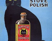 Black Cat Enamel Stove Polish Outshines 39 Em All Advertising Vintage Poster Repro