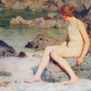 Cupid And Sea Nymphs English 1899 Painting By Henry Scott Tuke Repro