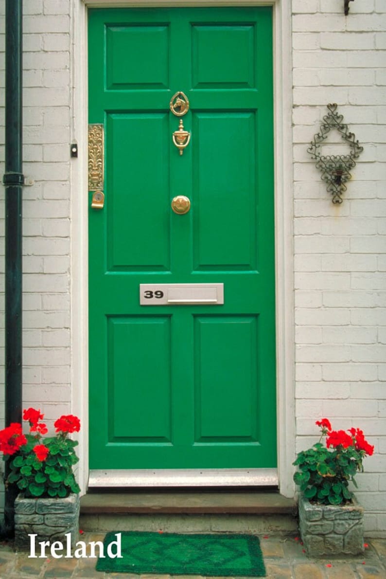 The Famous Doors of Ireland Green Front Door Irish Poster Etsy