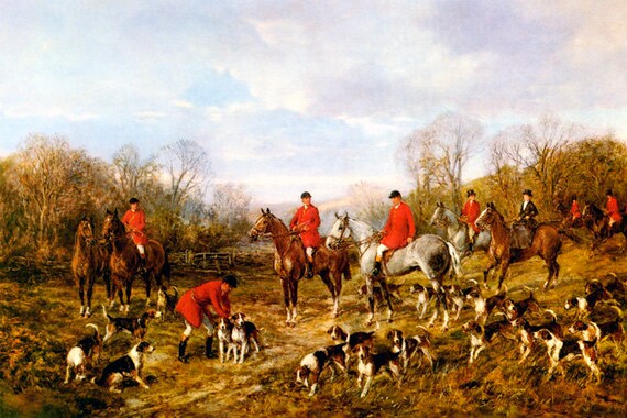 Autumn Meeting Hunters Horse Dog British Hunting Painting By Heywood Hardy Repro