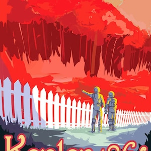 NASA Space Tourism Travel Poster Planet Quest Kepler186f Red Grass Reproduction
