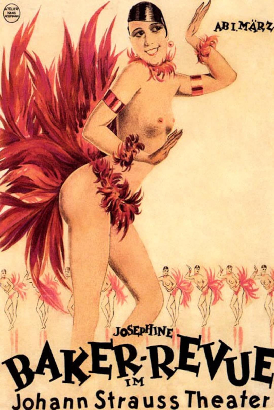 NAKED-ART 下着劇場 Nude Woman Dancing Josephine Baker Revue Theater Vintage Poster Repro -  Etsy 日本