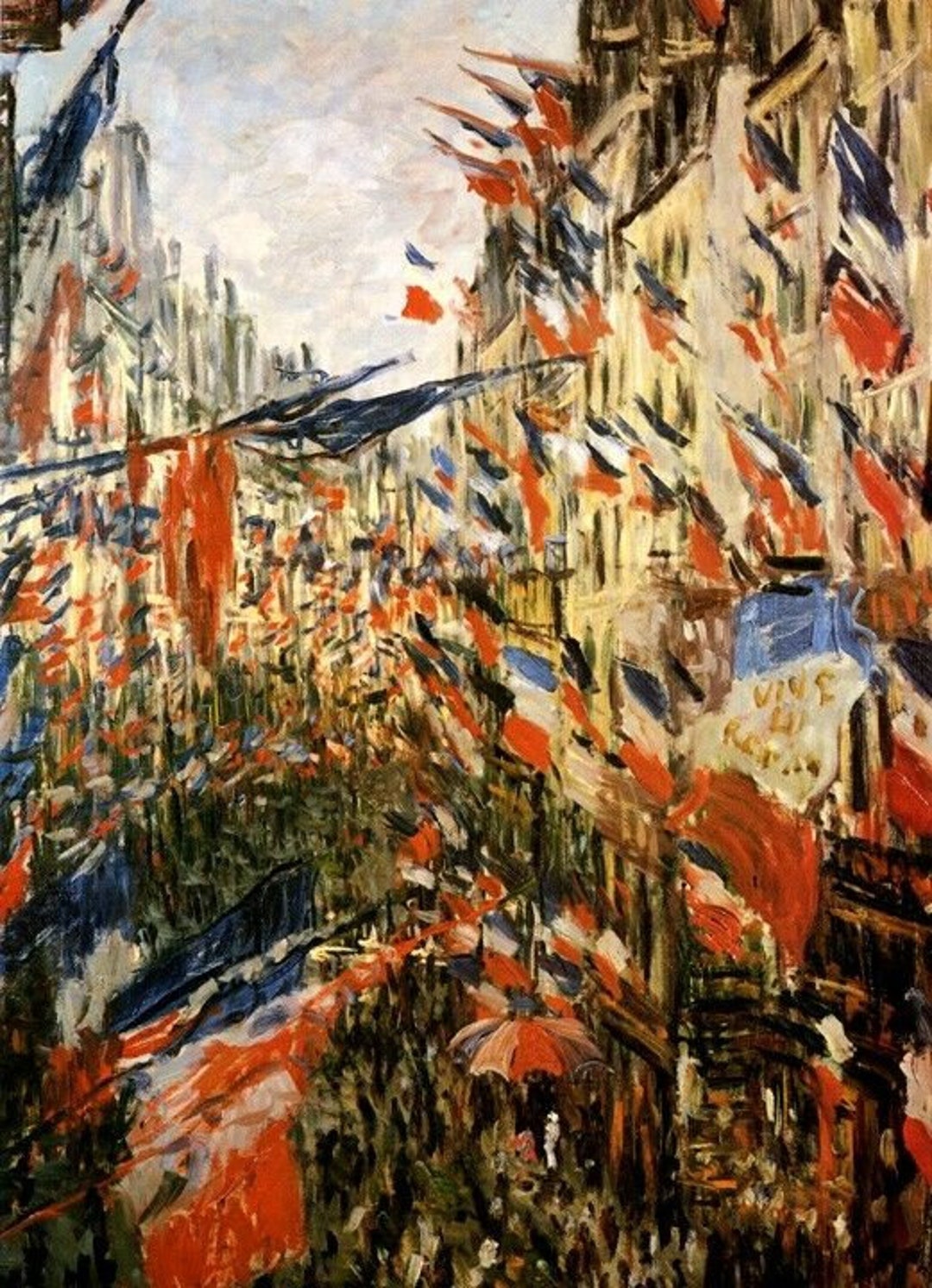 クロード・モネ、「Rue Saint-Denis Festivities on Rue Saint Denis Festivities on June 30 1878 Paris Flags by Claude