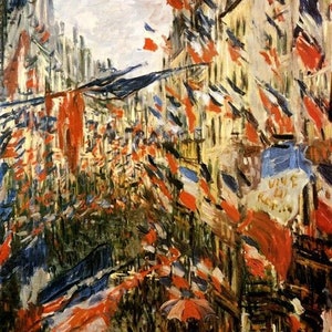 Rue Saint Denis Festivities On June 30 1878 Paris Flags By Claude Monet Repro