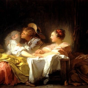 The Lost Forfeit Or Captured Kiss Romantic French Painting By Fragonard Repro