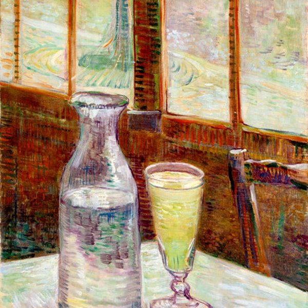 Glass Of Absinthe And A Carafe Cafe Table Paris 1887 Painting By Van Gogh Repro