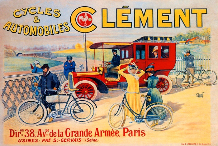 Panneau Métallique Publicitaire Cycles Clement Paris – Reproduction Vintage, 30x23cm (B225)