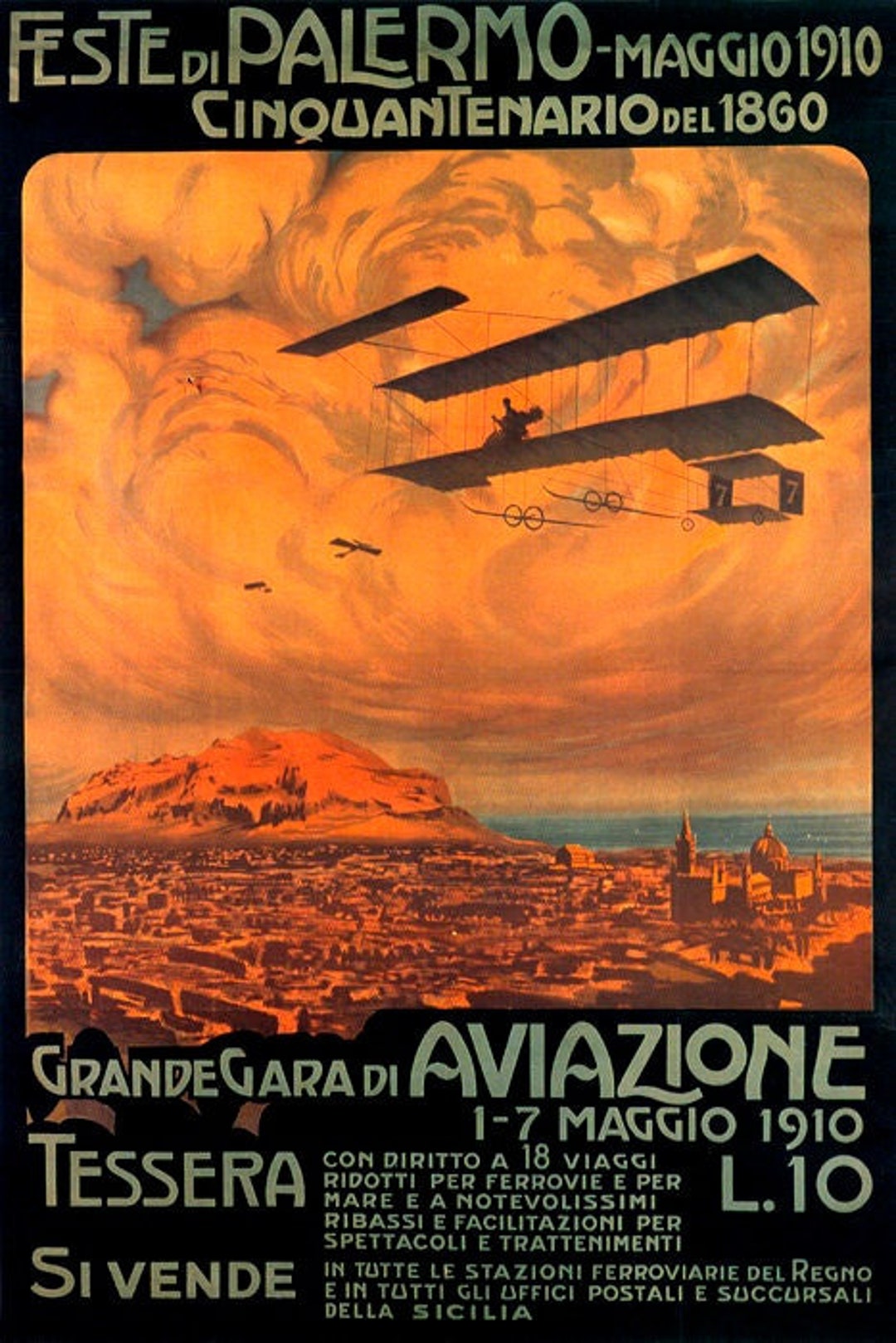 Festivals of Palermo Great Race of Aviation 1910 Airplane - Etsy