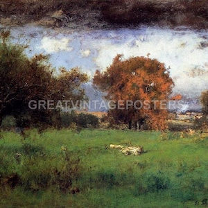 Pintura de paisaje americano de principios de otoño de Montclair de 1888 de George Inness Repro