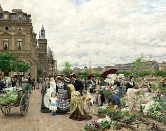 Le Quai Aux Fleurs Paris Peinture De Fleurs Par Marie François Firmin Girard Repro