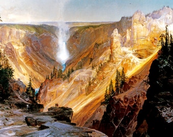 The Grand Canyon Of The Yellowstone Landscape Painting By Thomas Moran Repro
