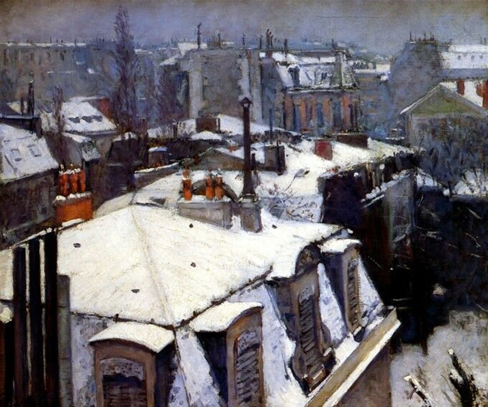 View Of Rooftops In The Snow Paris 1878 French Painting By Etsy