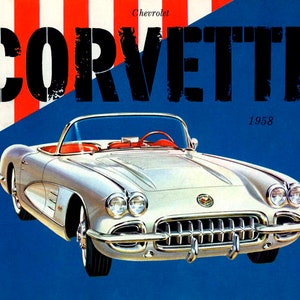 1958 Antique Vintage Corvette Chevrolet Car Automobile Vintage Poster Repro