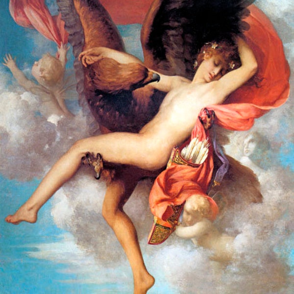 Ganymede And The Eagle Beautiful Divine Hero Painting By Gabriel Ferrier Repro