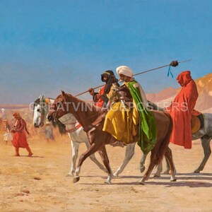Riders Crossing The Desert 1870 Horse Arabs Sand Painting By Jean L Gerome Repro