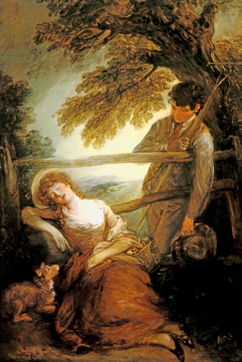 Haymaker and Sleeping Girl Idyllic Reverie 1785 Painting by Etsy