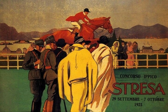 Italy Horse Racing Race Stresa Jockey Dressage Equestrian Vintage