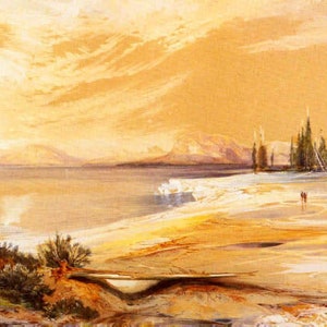 Hot Springs On The Shore Of Yellowstone Lake By Thomas Moran Canvas Repro 10X16