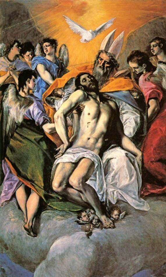 La Santísima Trinidad Padre Hijo Espíritu Dios Cristiano Pintura De El  Greco Repro - Etsy México
