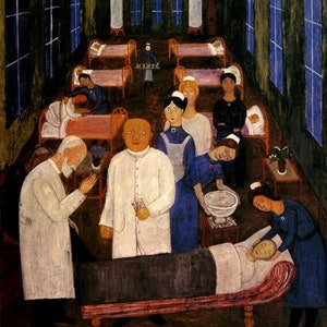 Hospital Ward Ii Medicine Doctor Nurse 1920 Painting By Hilding Linnqvist Repro